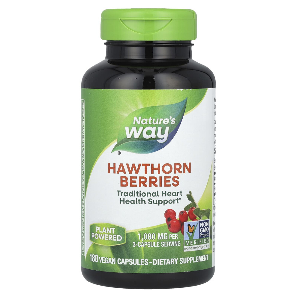Nature's Way , Hawthorn Berries, 1,080 Mg, 180 Vegan Capsules (360 Mg Per Capsule)