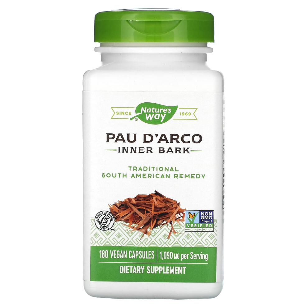 Nature's Way , Pau D'arco, Inner Bark, 1,090 Mg, 180 Vegan Capsules (545 Mg Per Capsule)