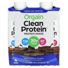 Orgain, Clean Protein Shake, Creamy Chocolate Fudge, 4 Pack, 11 fl oz (330 ml) Each