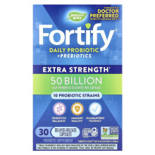 Nature's Way, Fortify, Tägliches Probiotikum + Präbiotika, Extra Stärke, 50 Milliarden, 30 magensaftresistente Kapseln