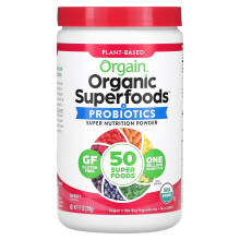Orgain, Superaliments Biologiques + Probiotiques Poudre Super Nutrition, Baies, 9,9 oz (280 g)