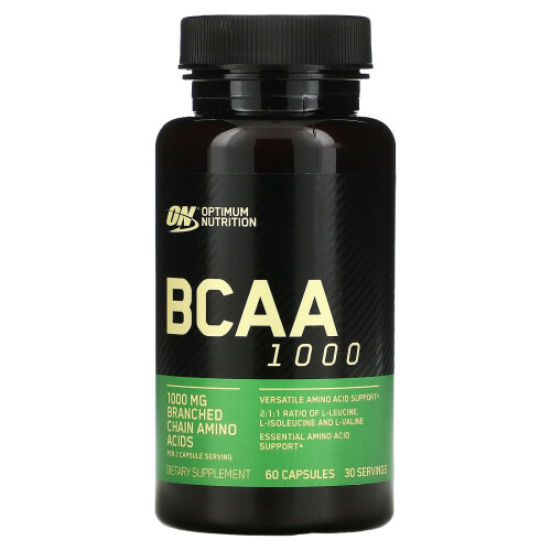 Optimum Nutrition Optimum Nutrition, BCAA 1000, 1,000 mg, 60 Capsules (500 mg per Capsule)