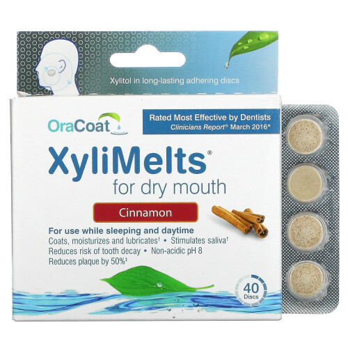 OraCoat, XyliMelts Pour Bouche Sèche, Cannelle, 40 Disques