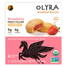 Olyra, Biscuits Petit Déjeuner Bio, Fourrés à la Fraise, 4 Paquets, 1,32 oz (37,5 g) Chacun