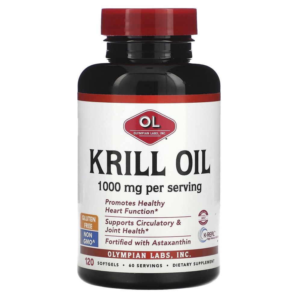 Olympian Labs , Krill Oil, 1,000 Mg, 120 Softgels (500 Mg Per Softgel)