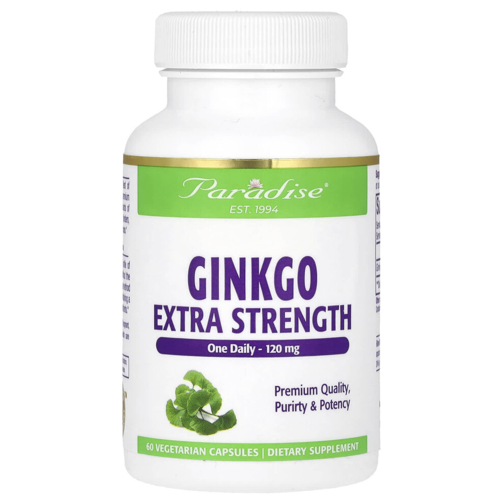 Paradise Herbs , Ginkgo, Extra Strength, 120 Mg, 60 Vegetarian Capsules