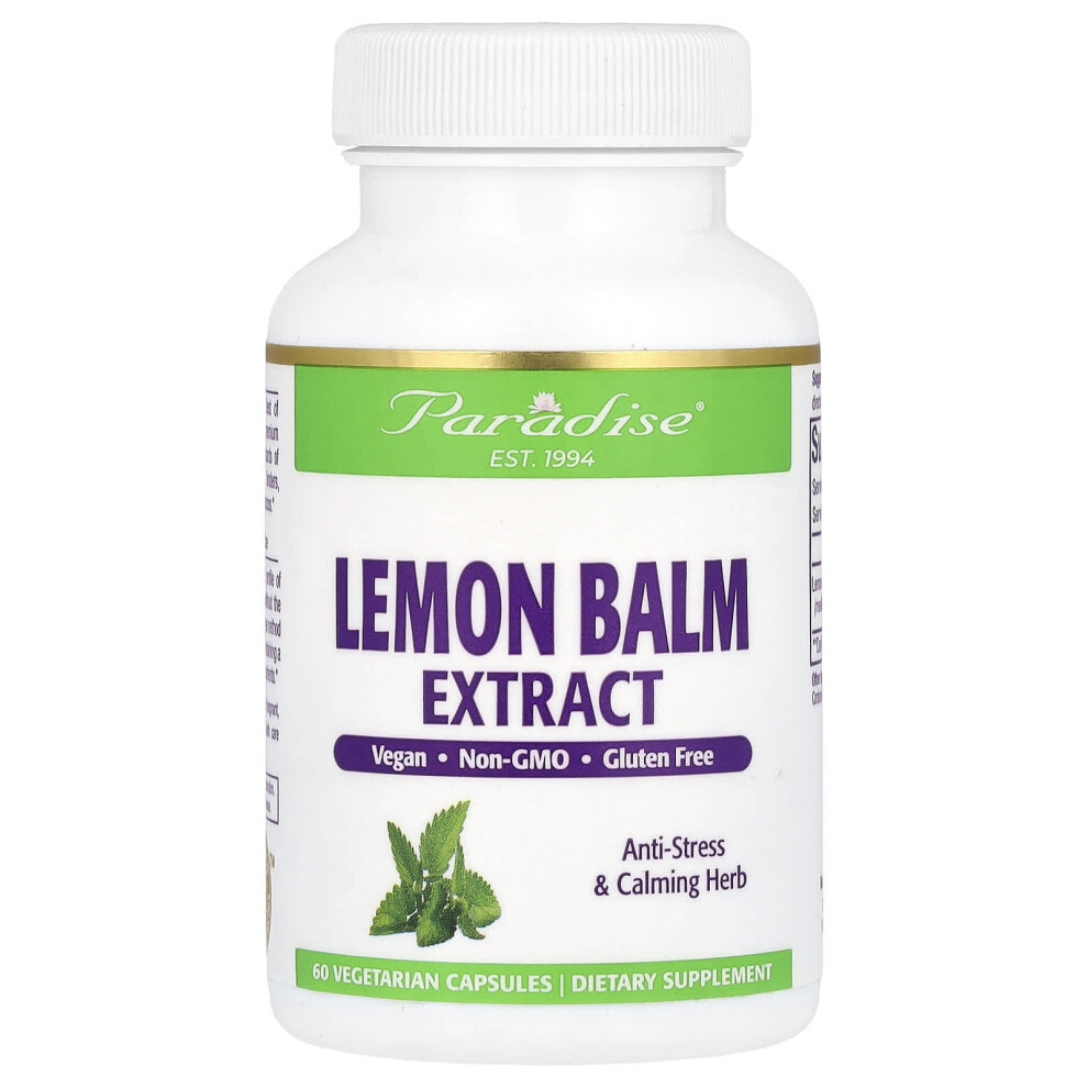 Paradise Herbs , Lemon Balm Extract, 60 Vegetarian Capsules