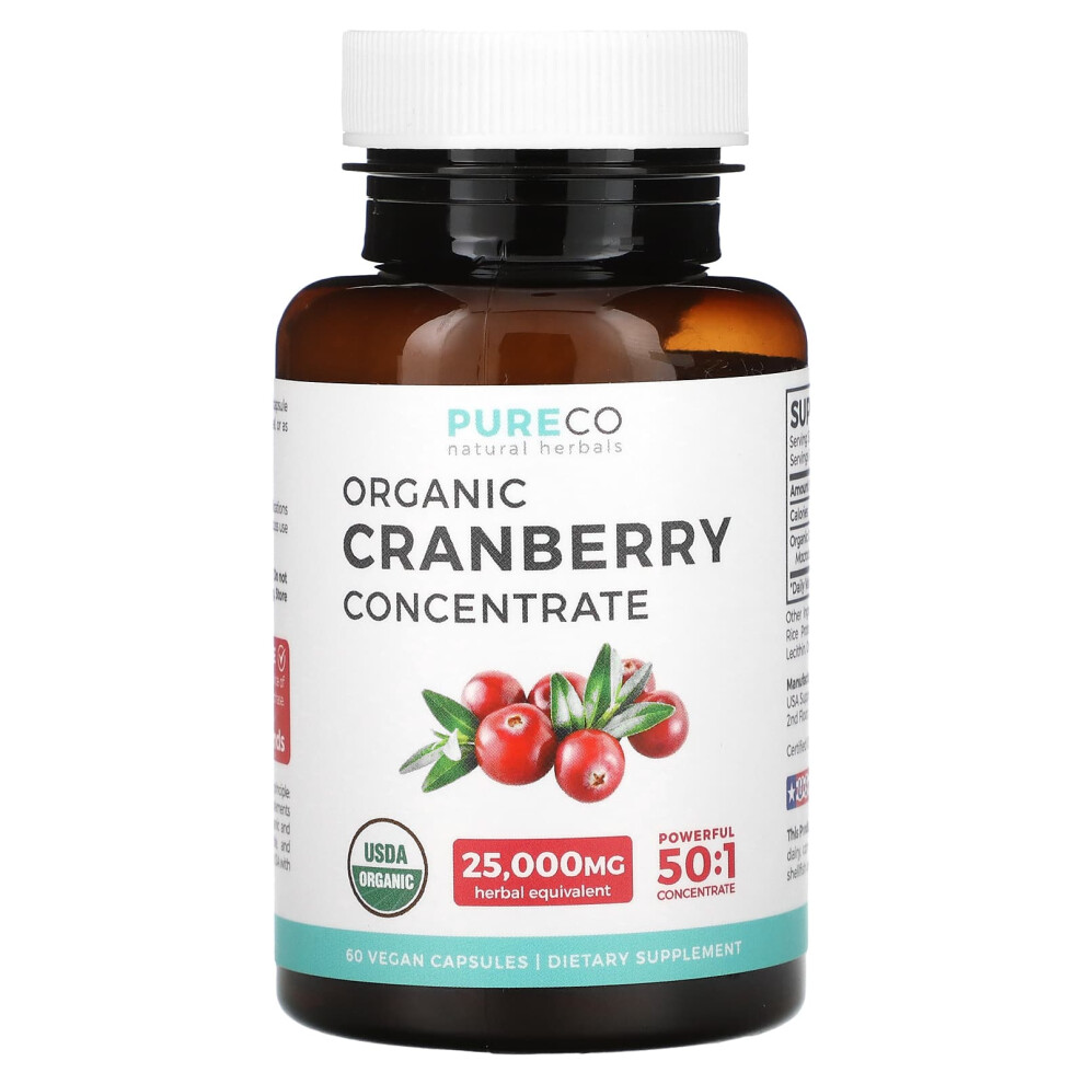 Pure Co. , Organic Cranberry Concentrate, 60 Vegan Capsules