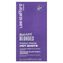 Lee Stafford, Bleach Blondes, Paarse Toning Hot Shots, 4 Sachets, 0.5 fl oz (15 ml)