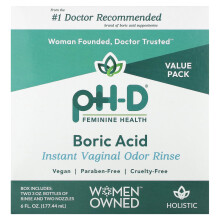 pH-D Feminine Health, Borsäure, Instant Vaginalgeruch Spülung, 2 Flaschen & 2 Aufsätze, 6 fl oz (177,44 ml)