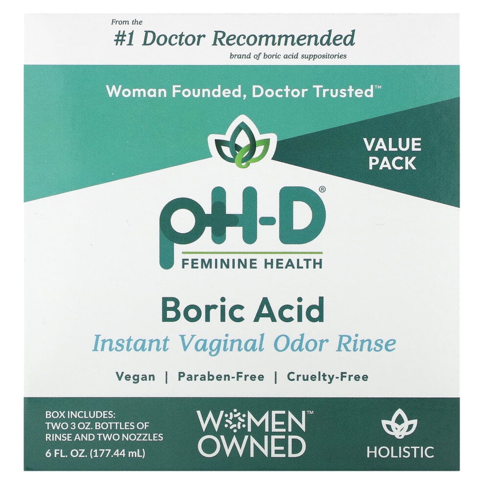 iHerb UK - Ph-D Feminine Health , Boric Acid, Instant Vaginal Odor Rinse, 2 Bottles & 2 Nozzles 6 Fl Oz (177.44 Ml) - Image 3