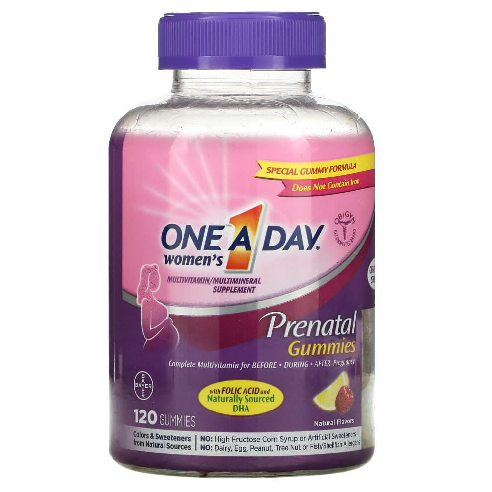 One-A-Day , Women's Prenatal Gummies With Folic Acid And Dha, Multivitamin/Multimineral Supplement, 120 Gummies