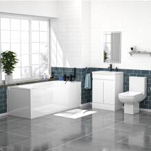 Nes Home 600mm Handleless White Vanity, Rimless Square Toilet And Bath