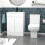 NES Home Nes Home 600mm Handleless White Vanity, Rimless Square Toilet And Bath 4