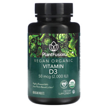 PlantFusion, Vitamin D3, 50 mcg (2.000 IE), 60 vegane Tabletten