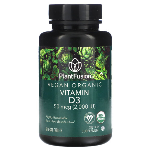 PlantFusion, Vitamin D3, 50 mcg (2.000 IE), 60 vegane Tabletten