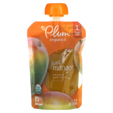 Plum Organics, Bio Babynahrung, 4 Monate & Älter, Nur Mangos, 3,5 Unzen (99 g)