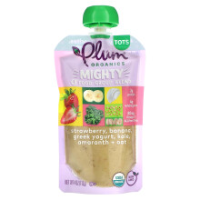 Plum Organics, Mighty Food Group Blend, Tots, Erdbeere, Banane, Griechischer Joghurt, Grünkohl, Amarant, Hafer, 4 Unzen (113 g)