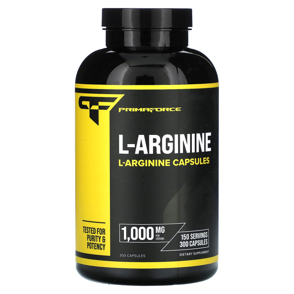Primaforce , L-Arginine, 1,000 Mg 300 Capsules (500 Mg Per Capsule)