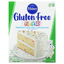 Pillsbury, Funfetti Premium Kuchen- und Cupcake-Mischung mit Süßigkeitenstücken, Glutenfrei, 1 lb 1 oz (482 g)