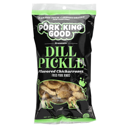 Pork King Good, Chicharrones Aromatisés, Cornichon à l'Aneth, 1,75 oz (49,5 g)