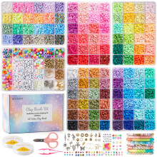 INSCRAFT 22000 Pcs Clay Beads for Bracelet Making Kit  120 Colors Flat Round Polymer Clay Beads  Friendship Bracelet Kit Heishi Beads for DIY Jewelry