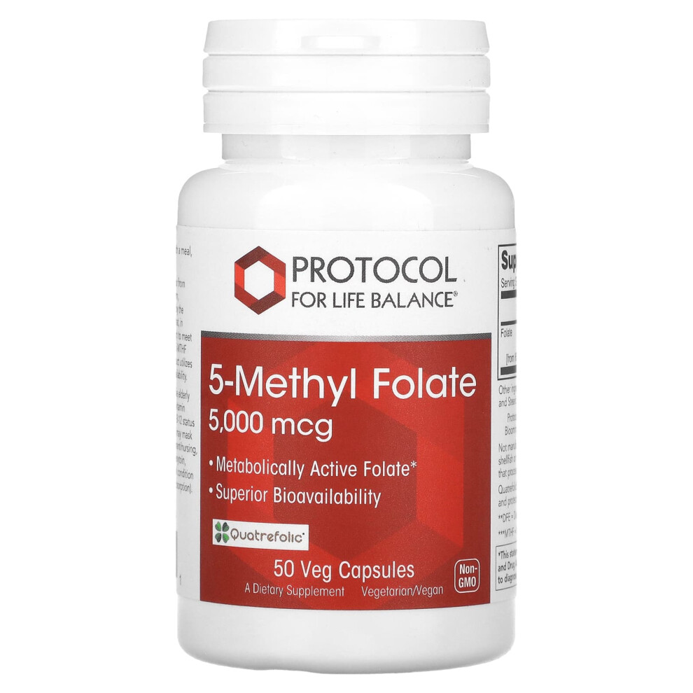 Protocol For Life Balance , 5-Methyl Folate, 5,000 Mcg 50 Veg Capsules