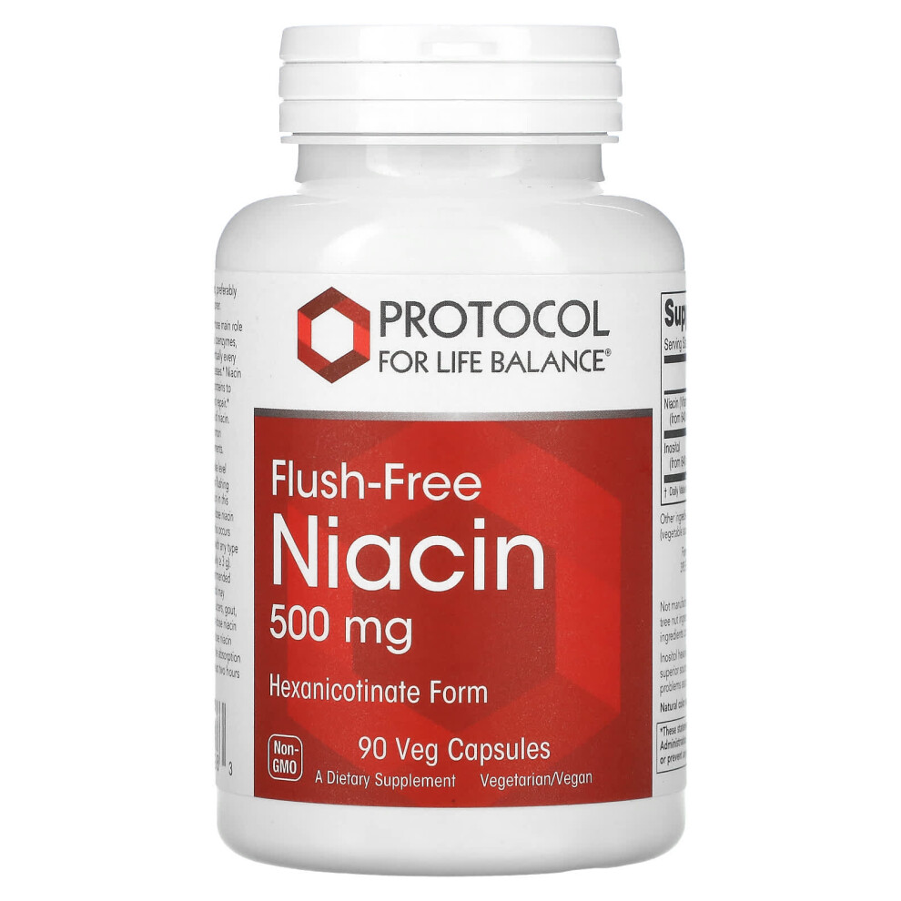 Protocol For Life Balance , Flush-Free Niacin, 500 Mg, 90 Veg Capsules