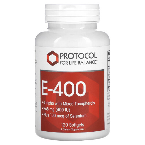 Protocol for Life Balance, E-400, 268 mg (400 UI), 120 Softgels