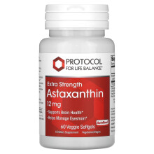 Protocol for Life Balance, Astaxanthine, Extra Fort, 12 mg, 60 Gélules Végétales Souples