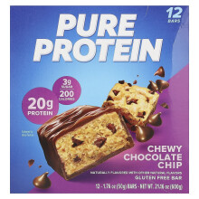 Pure Protein, Barre Sans Gluten, Pépites de Chocolat Moelleuses, 12 Barres, 1,76 oz (50 g) l'unité