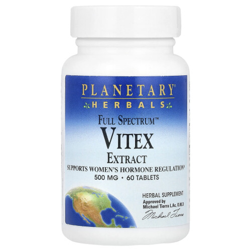 Planetary Herbals, Extrait de Gattilier à Spectre Complet, 500 mg, 60 Comprimés