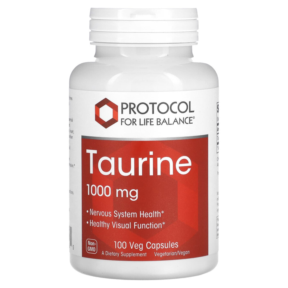 Protocol For Life Balance , Taurine, 1,000 Mg, 100 Veg Capsules