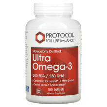 Protocol for Life Balance, Molekular Destilliertes Ultra Omega-3, 500 EPA / 250 DHA, 180 Weichkapseln