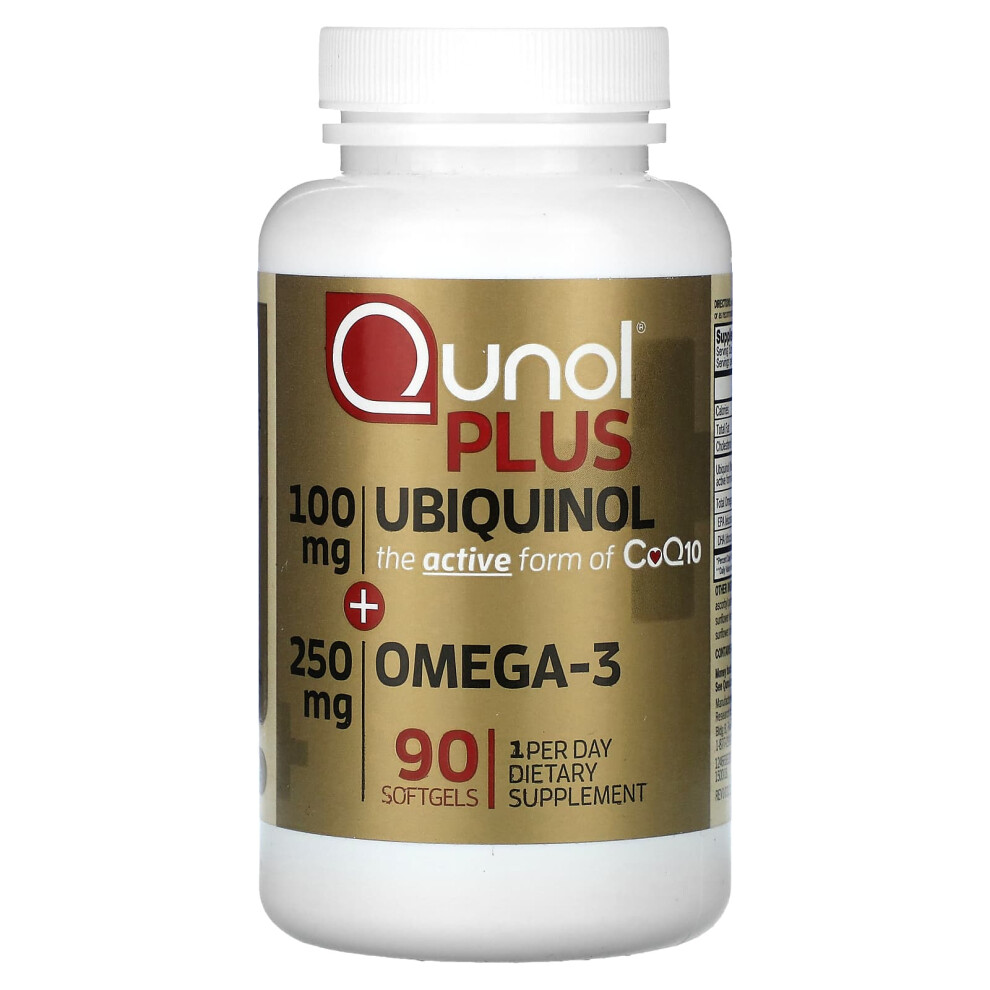 Qunol Plus Ubiquinol Coq10 100Mg, 90 Count With Omega 3 Fish Oil 250Mg