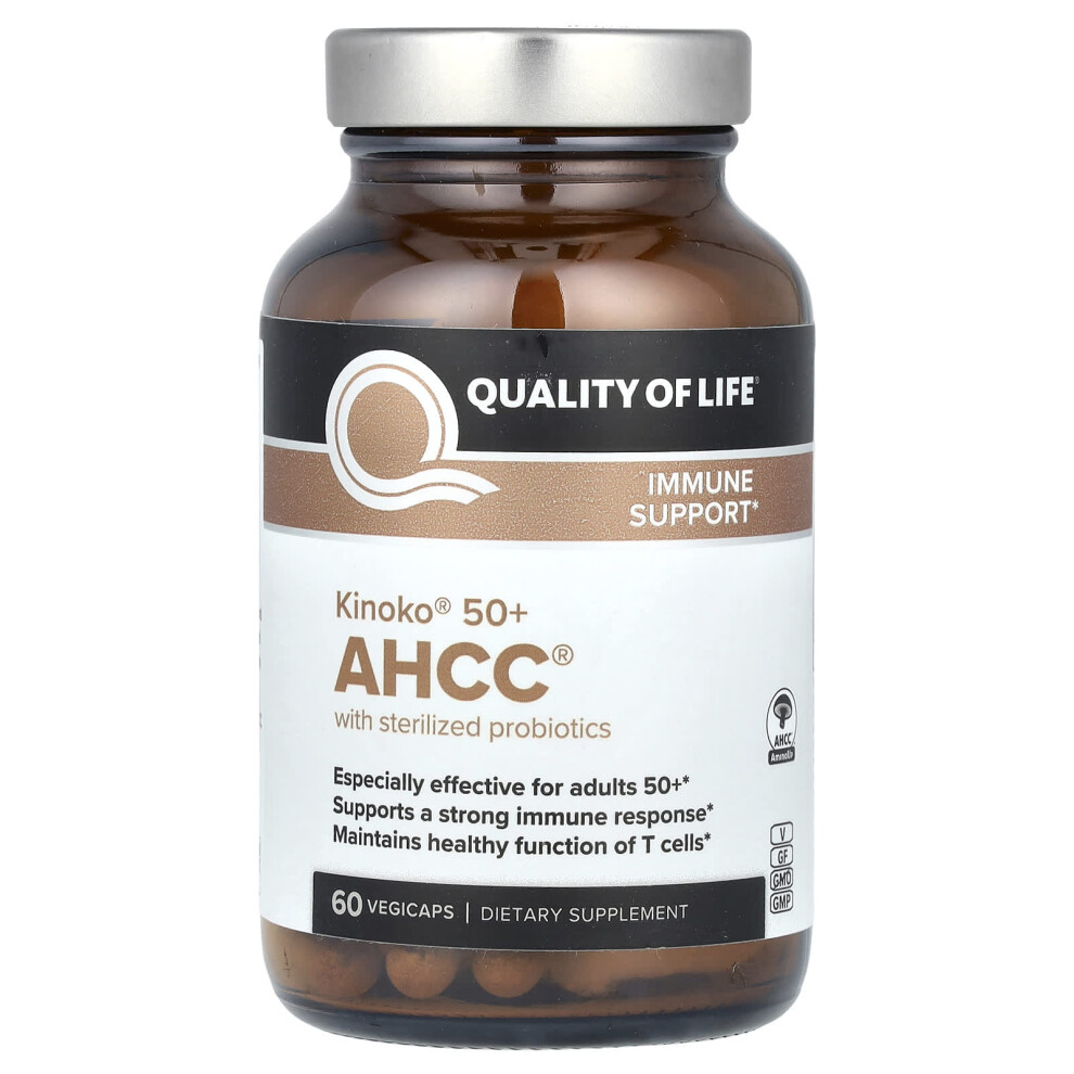 Quality Of Life , Kinoko 50+ Ahcc With Sterilized Probiotics, 60 Vegicaps