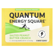 Quantum Energy Square, Beurre de Cacahuète Croquant Salé, 8 Carrés de 1,69 oz (48 g) Chacun