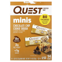Quest Nutrition, Barre Protéinée, Minis, Pâte à Biscuits aux Pépites de Chocolat, 14 Barres, 0,81 oz (23 g) Chacune