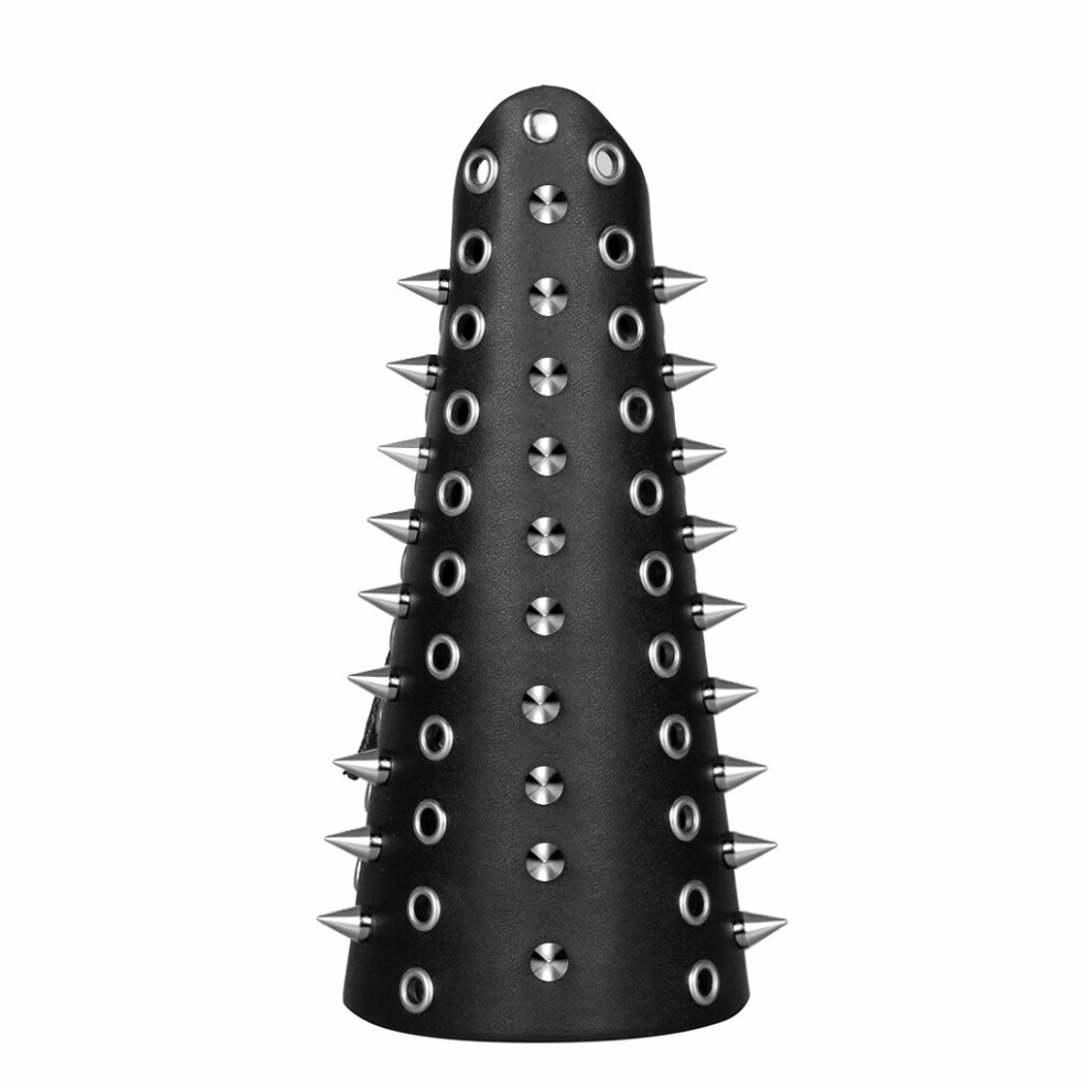 Black Punk Wide Leather Rivet Arm Bracers Gauntlets Wristband For Men And Women, Adjustable Size, Gothic Style