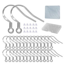 Crochets de boucle d'oreille en argent hypoallergenique - 120 pcs / 60 paires S925 Fils d'oreille plaques en argent sterling pour bijoux de bijou