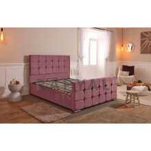 (Super King, No Ottoman Storage, Pink) Barcelona Velvet Bedframe & Optional Ottoman Storage