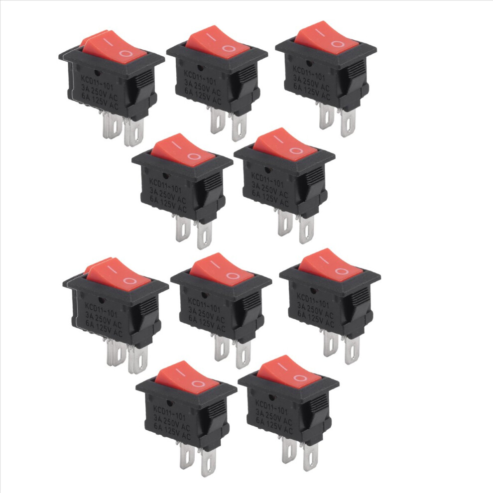 10Pcs On-Off Kcd11 2Pin 2P Car Rocker Switch Black 4712314154695