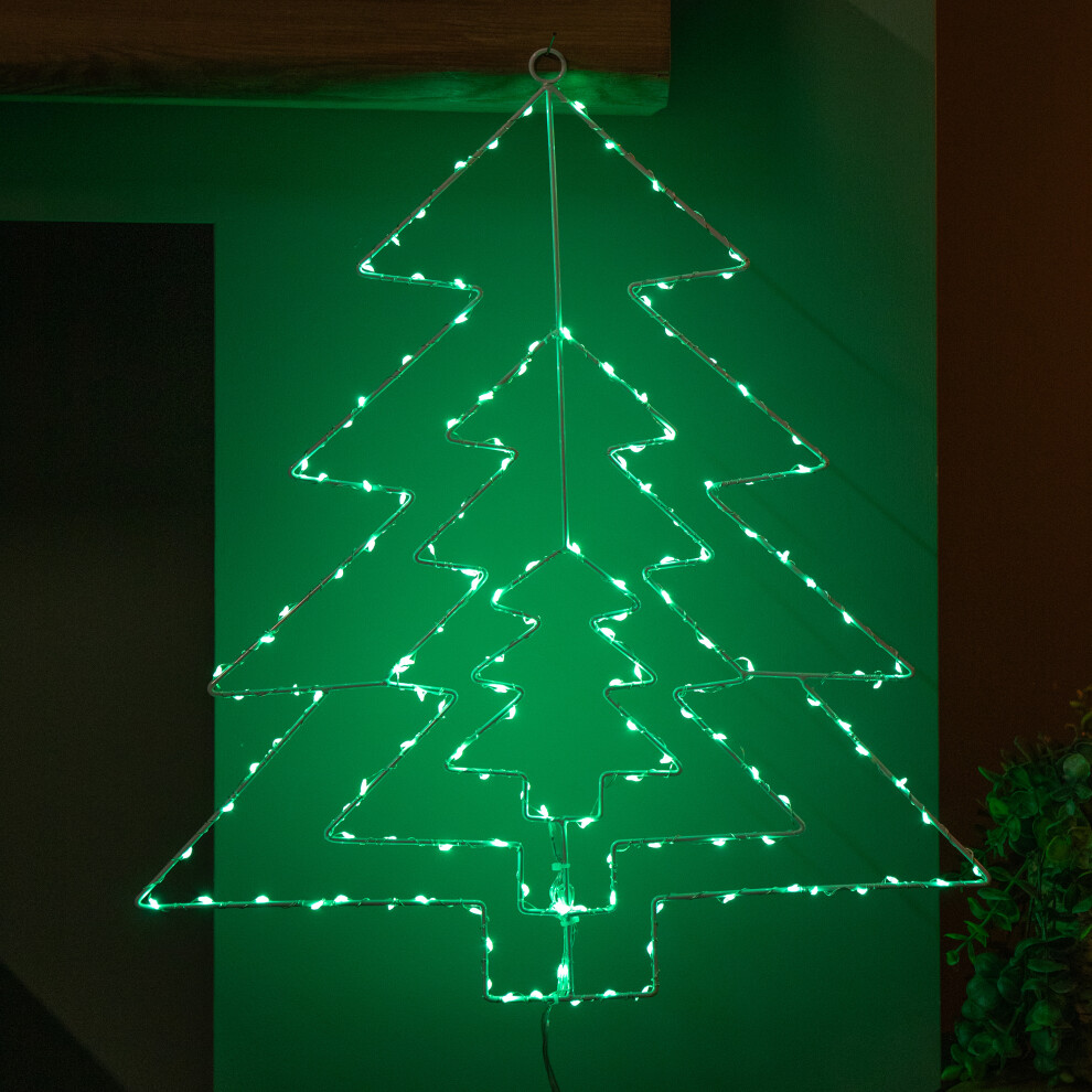 Premier 50Cm Light Up 3 Layered Christmas Tree With 150 Multi-Action Green Leds