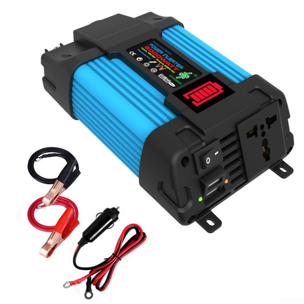 Pure Sine Wave Power Inverter 6000W Dc12v To Ac110/220V With 2 Usb Ports And Lcd Display For Car Use 6447073541384