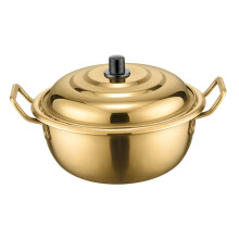 Korean Ramen Noodles Stockpot with Pan Lid, Double Handles, 20x20x8.5cm, Durable Soup Pot for Home Cooking