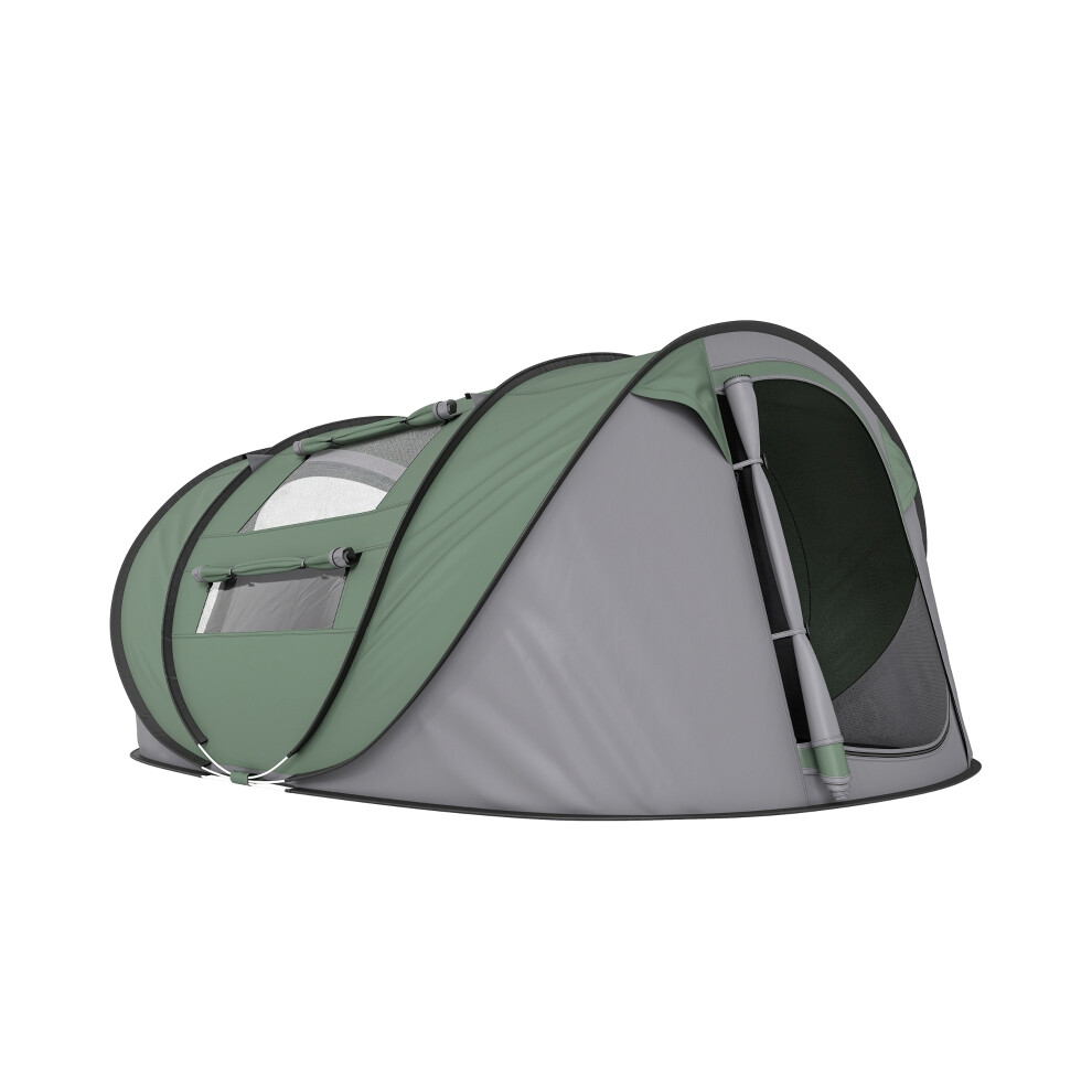 Outdoor Family Camping Tent for 4-5 People with Mesh PVC Windows & Carry Bag Dark Green Pop-up Tent-image-OPC-PKDJNFF-NEW