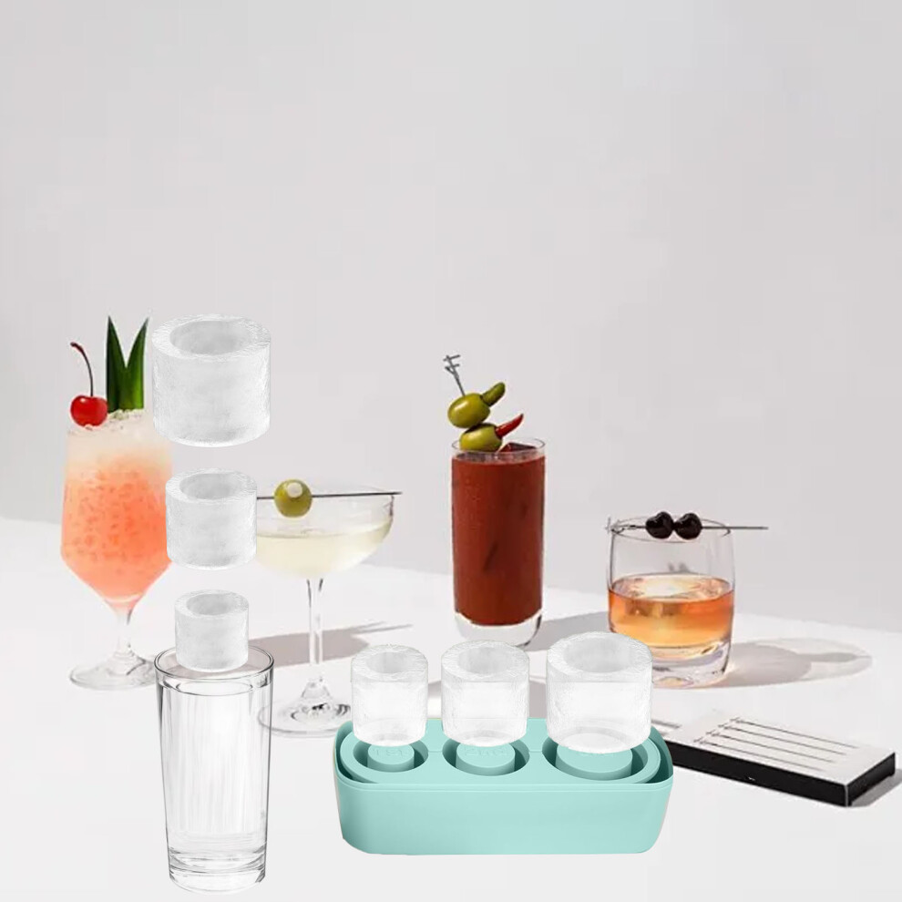 Silicone Tumbler Ice Tray 3 Sizes, Easy Release, Lid, Freezer, Drink Ice