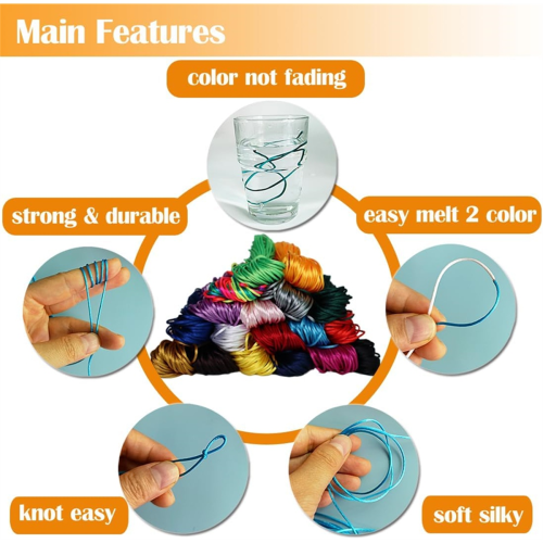 Nylon String for Bracelets Making Kit + Keychain Clips 2