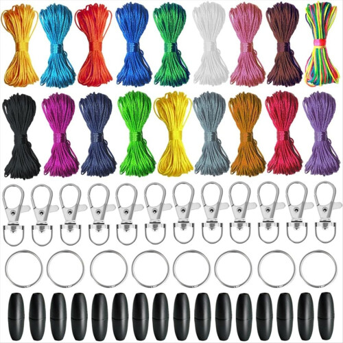 Nylon String for Bracelets Making Kit + Keychain Clips 1