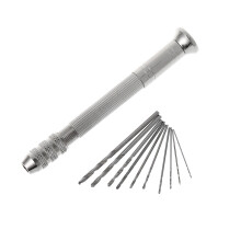 Swivel for Head Pin + 10pcs Micro HSS Twist-Round Silver 90mm